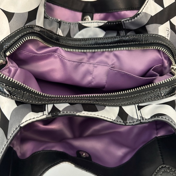 Coach Madison Op Art Sateen Maggie Shoulder Bag - Black/Gray/White - Picture 4 of 6